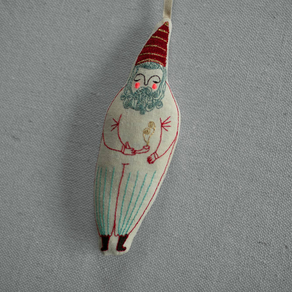 Garden Gnome, Cotton &amp; lavender filled embroidered Ornament