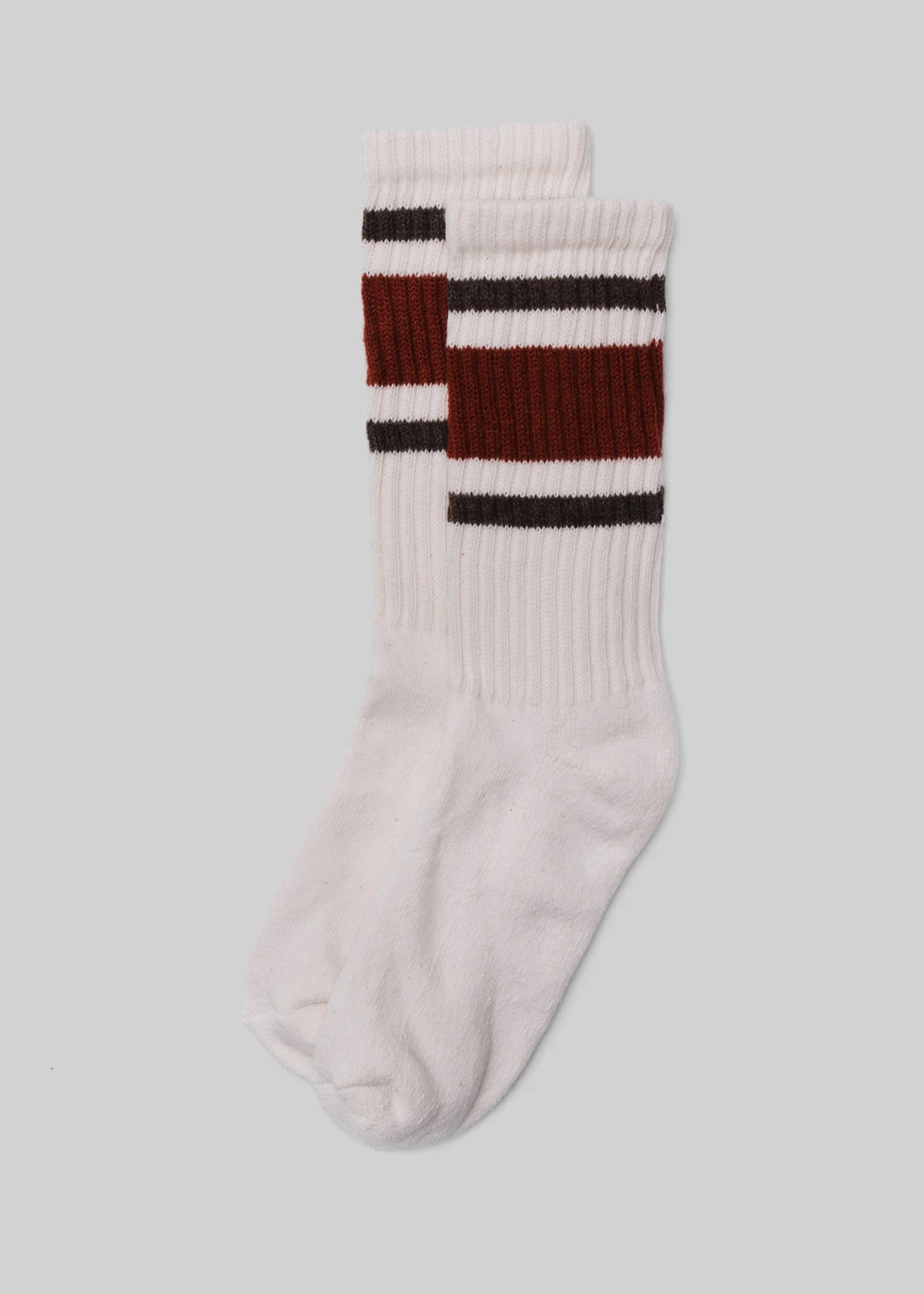 The Retro Stripe Crew - Rust/Brown Heather