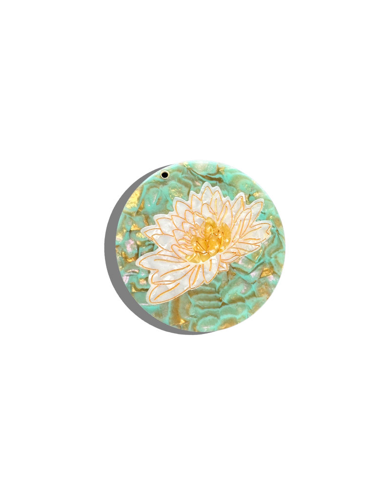 Hand-painted Waterlily Compact Mirror | Eco-Friendly