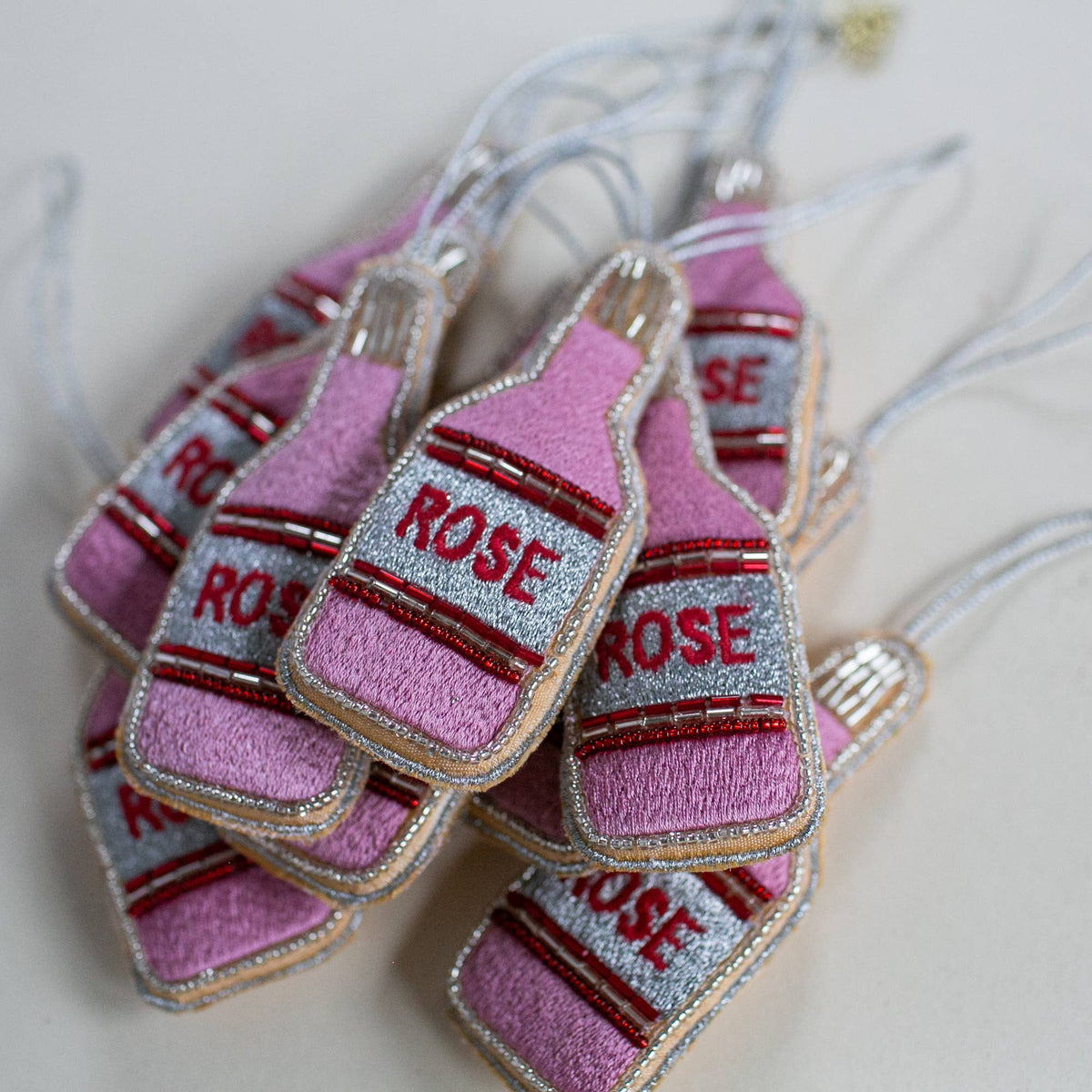 Rose Bottle, Cotton, Embellished Ornament