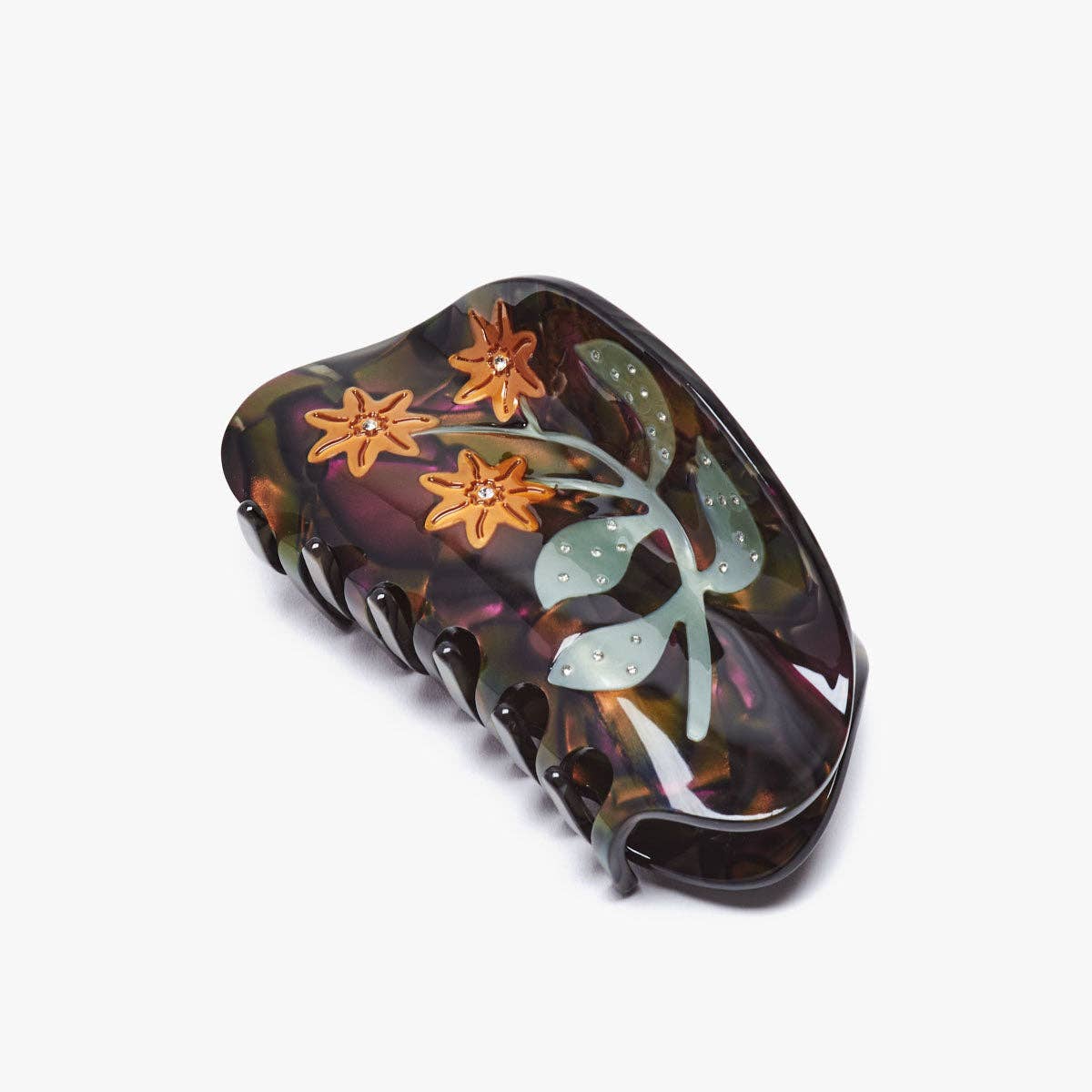 Lady&#39;s Mantle Flower Hair Claw in Purple and Gold Acetate