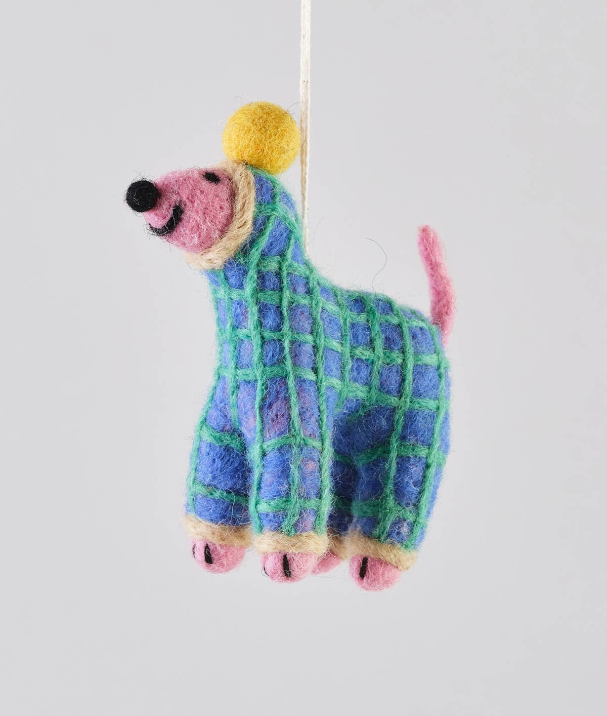 Handmade Felt: “Jayla” Pink Dog Ornament