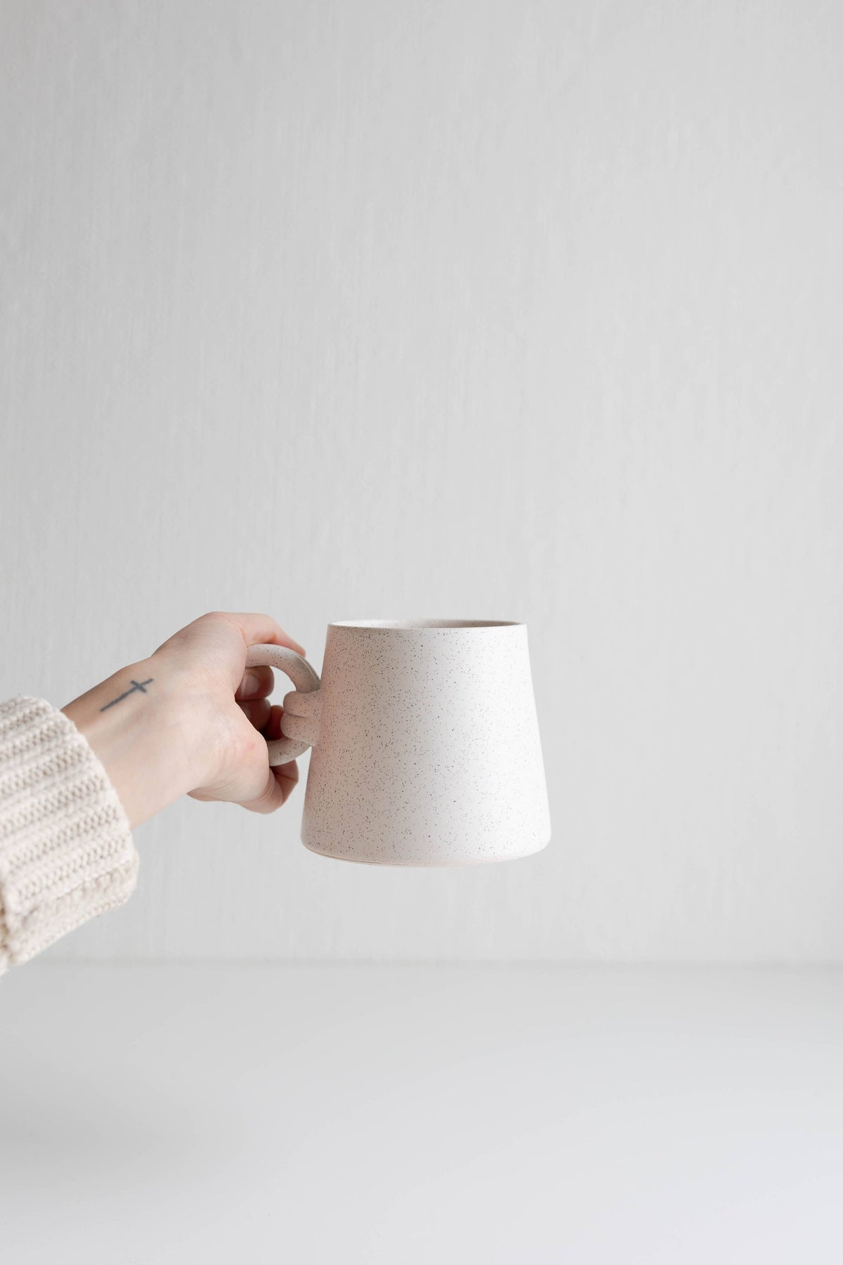 White Double Wrap Handle Mug