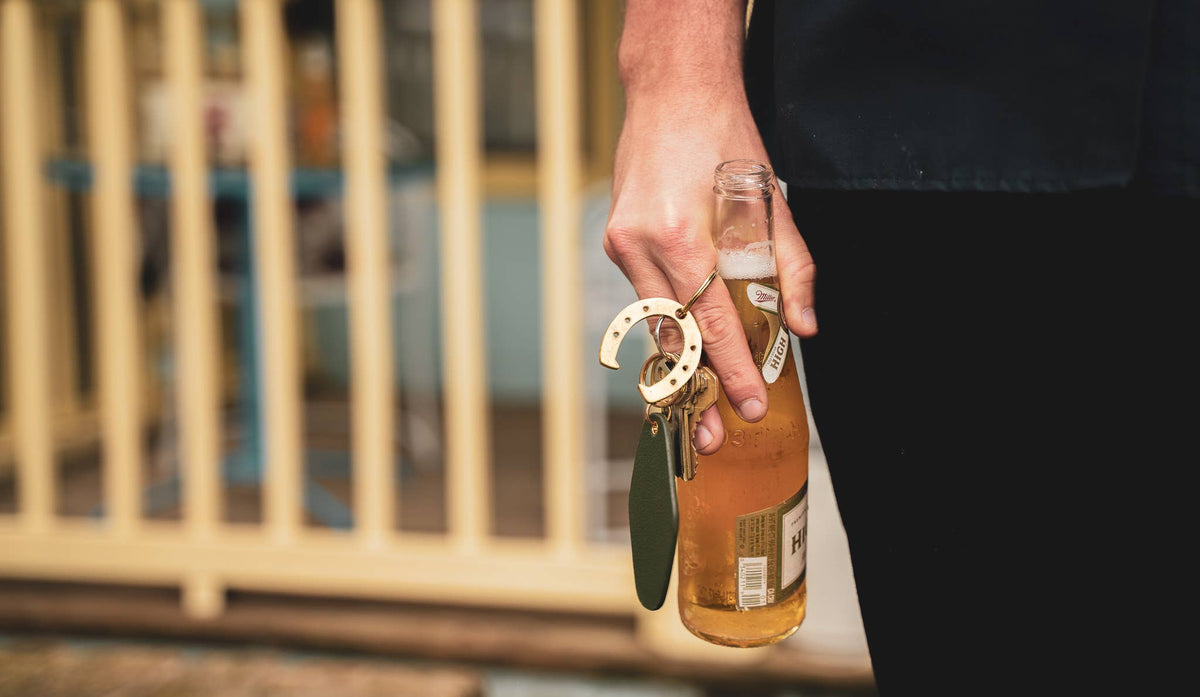 Lucky Horseshoe Keychain Bottle Opener / Brass or Steel: Brass