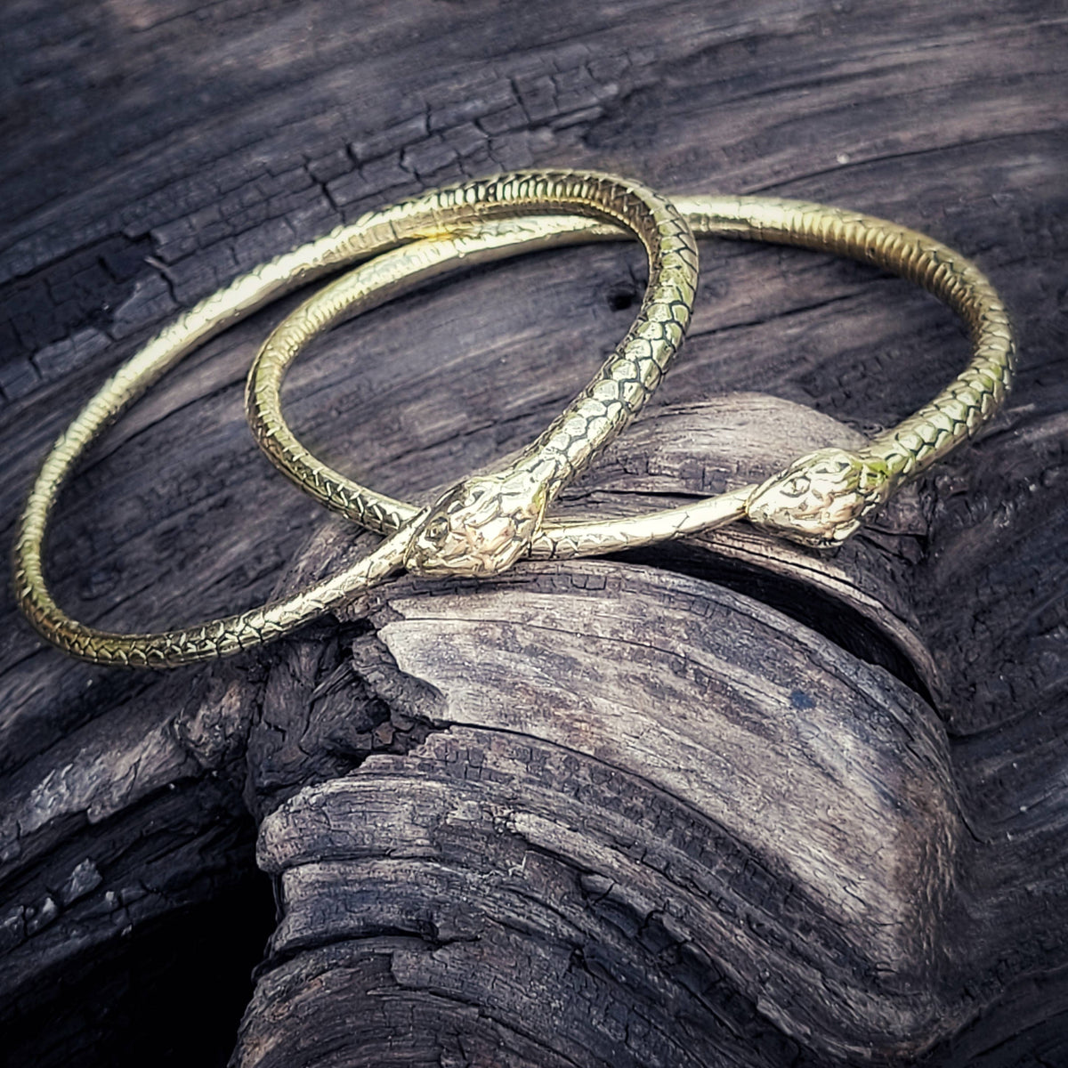 Brass snake serpent cuff bangle bracelet handmade