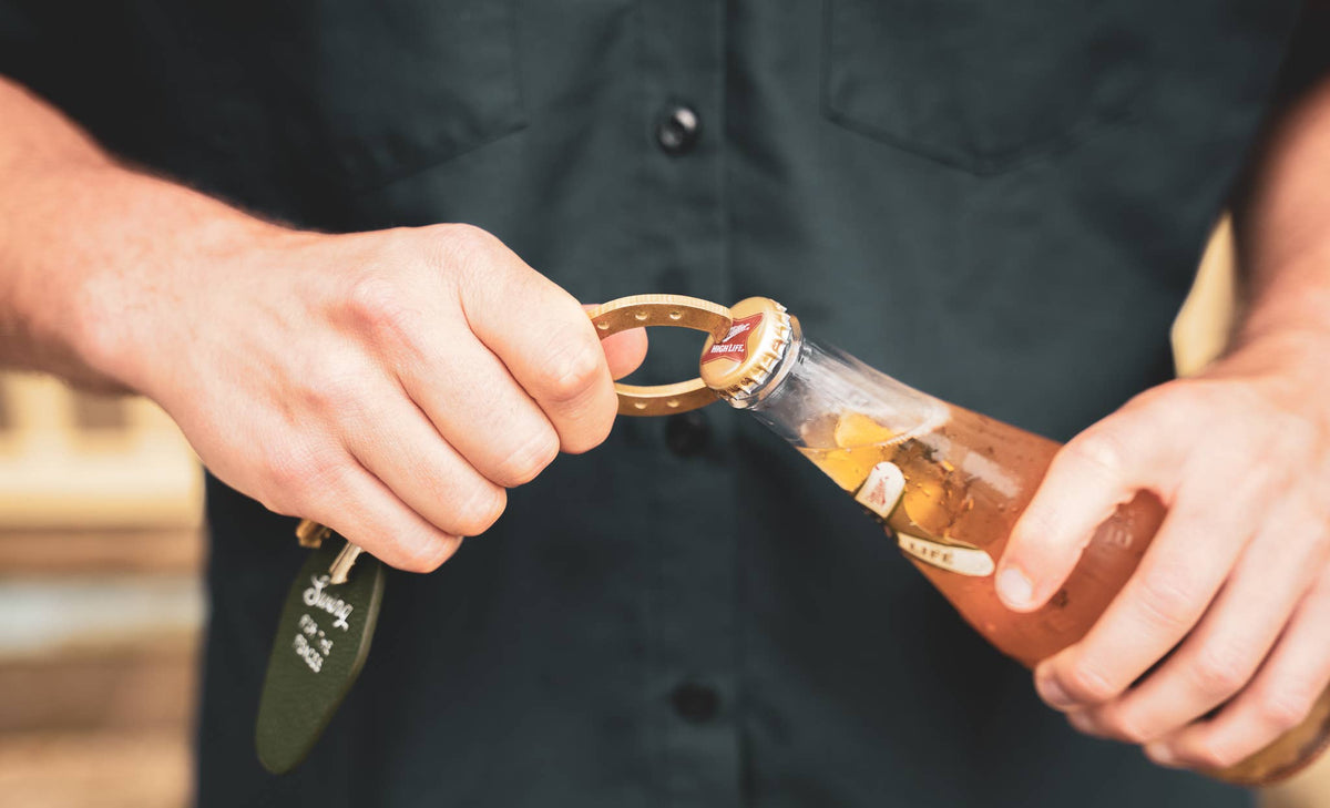 Lucky Horseshoe Keychain Bottle Opener / Brass or Steel: Brass