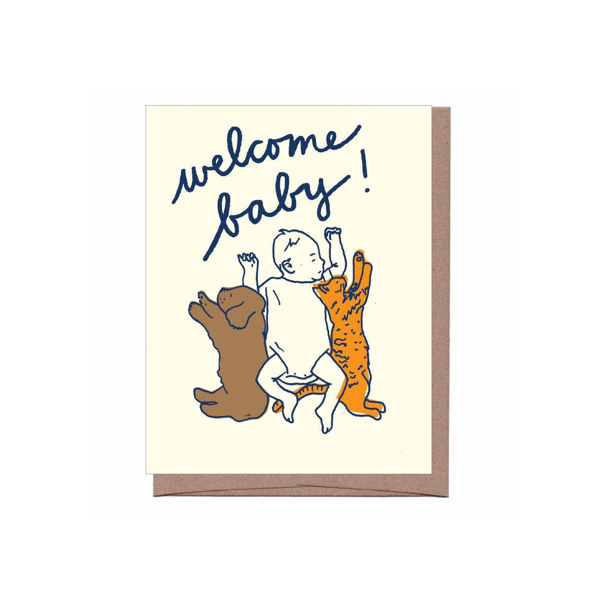 Baby + Dog + Cat Greeting Card