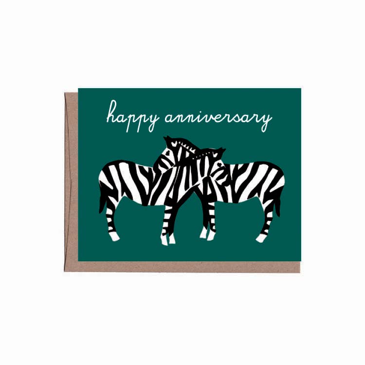 Necking Zebras Anniversary Greeting Card