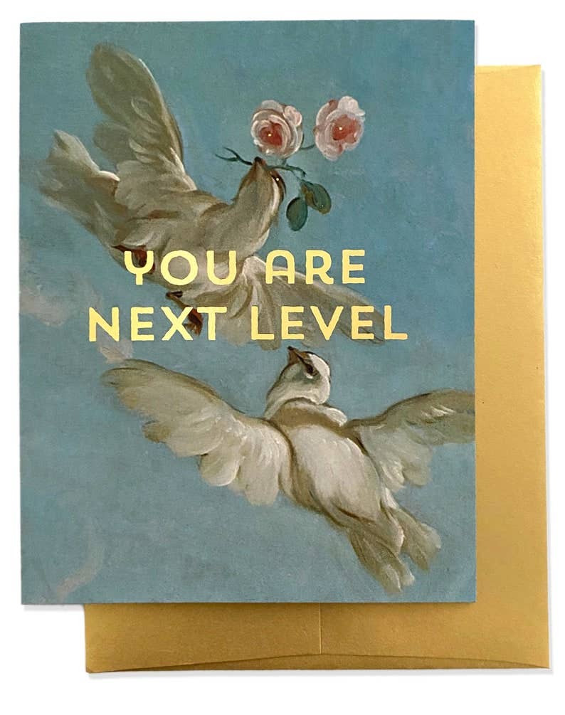 LEVEL DOVES Greeting Card - Gold Foil