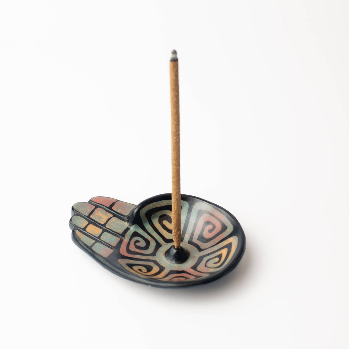 Chulucanas Ceramic Incense Holder Modelo Mano: Peach