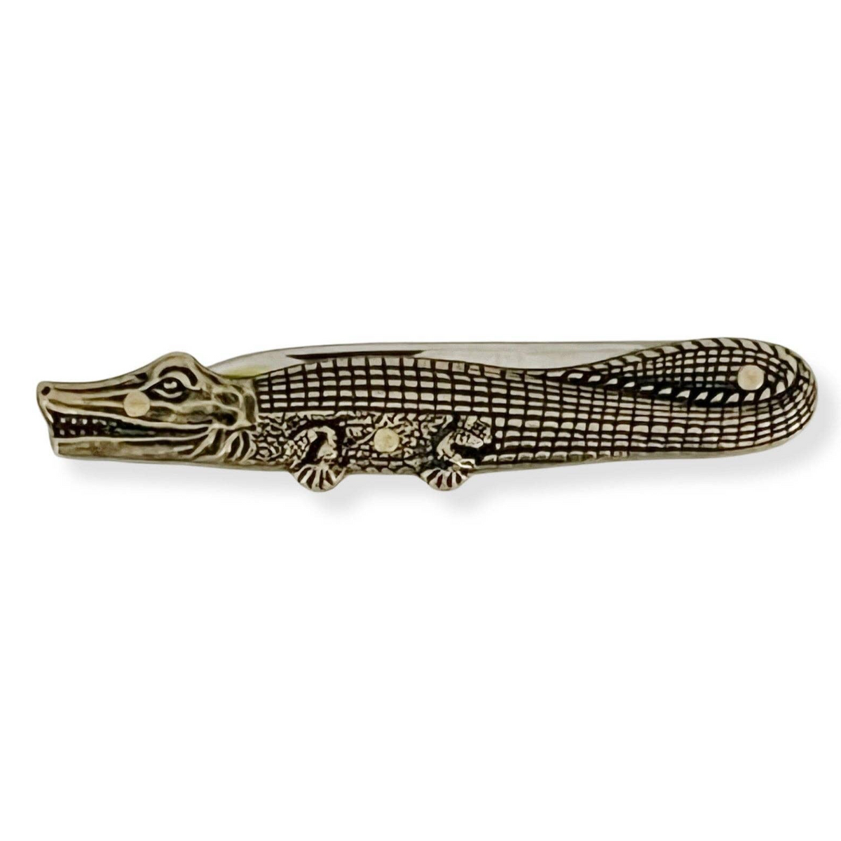 Cute Little Brass Animal Pocket Knife : Alligator