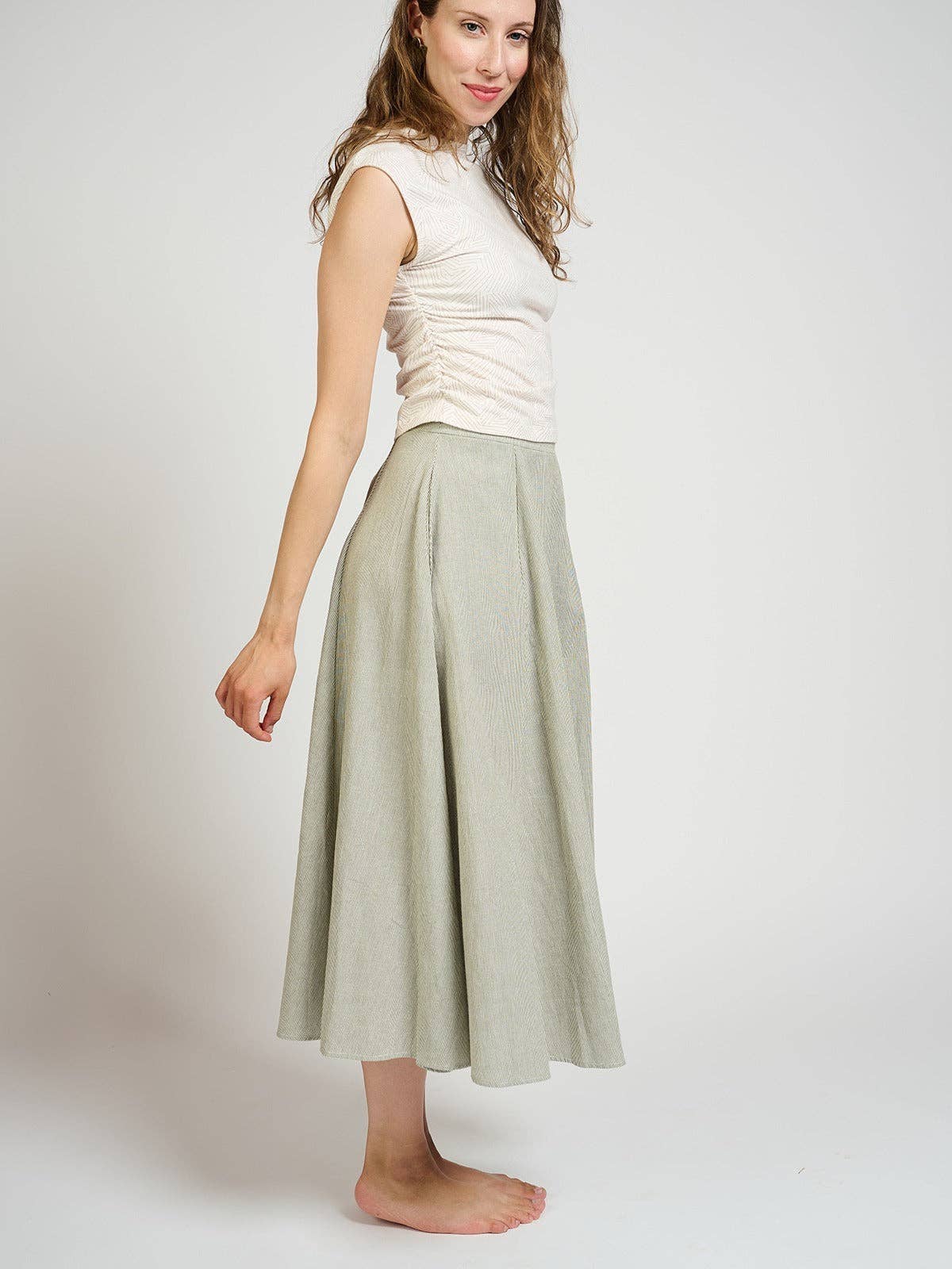 Lucinda Skirt Olive Stripe: Olive Stripe