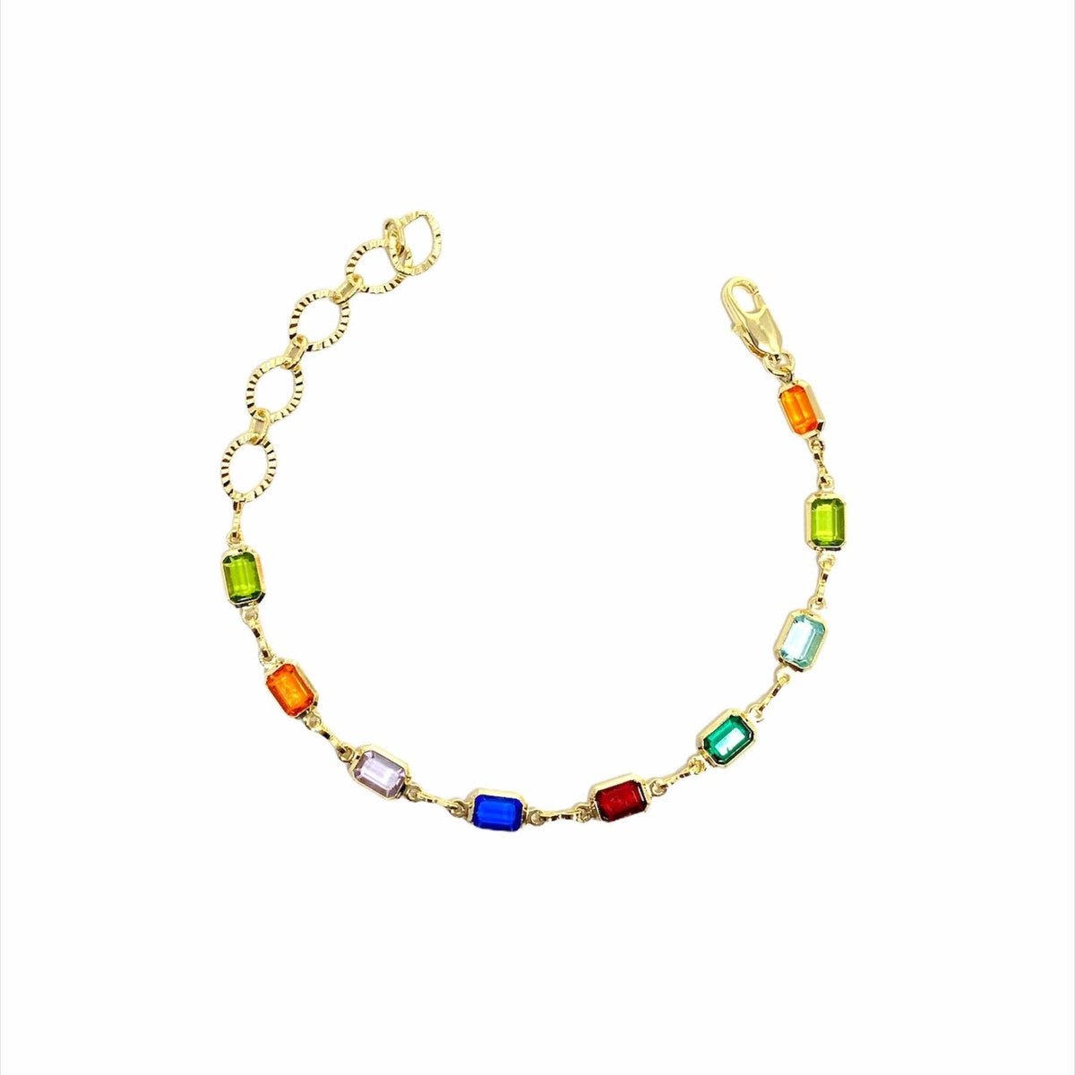 18k Gold Filled Rainbow Bracelet: 7 inches