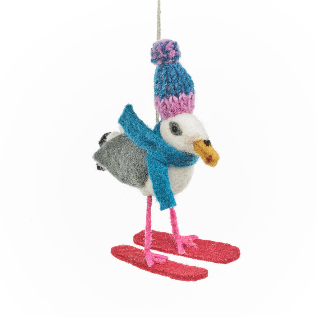 Handmade Felt: Ski-Gull Christmas Seagull Ornament