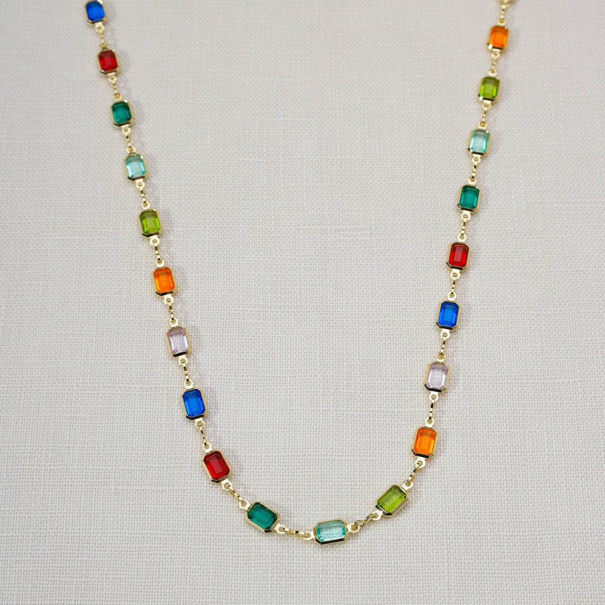 18k Gold Filled Multicolor Necklace: 16&quot; necklace + 2&quot; extension