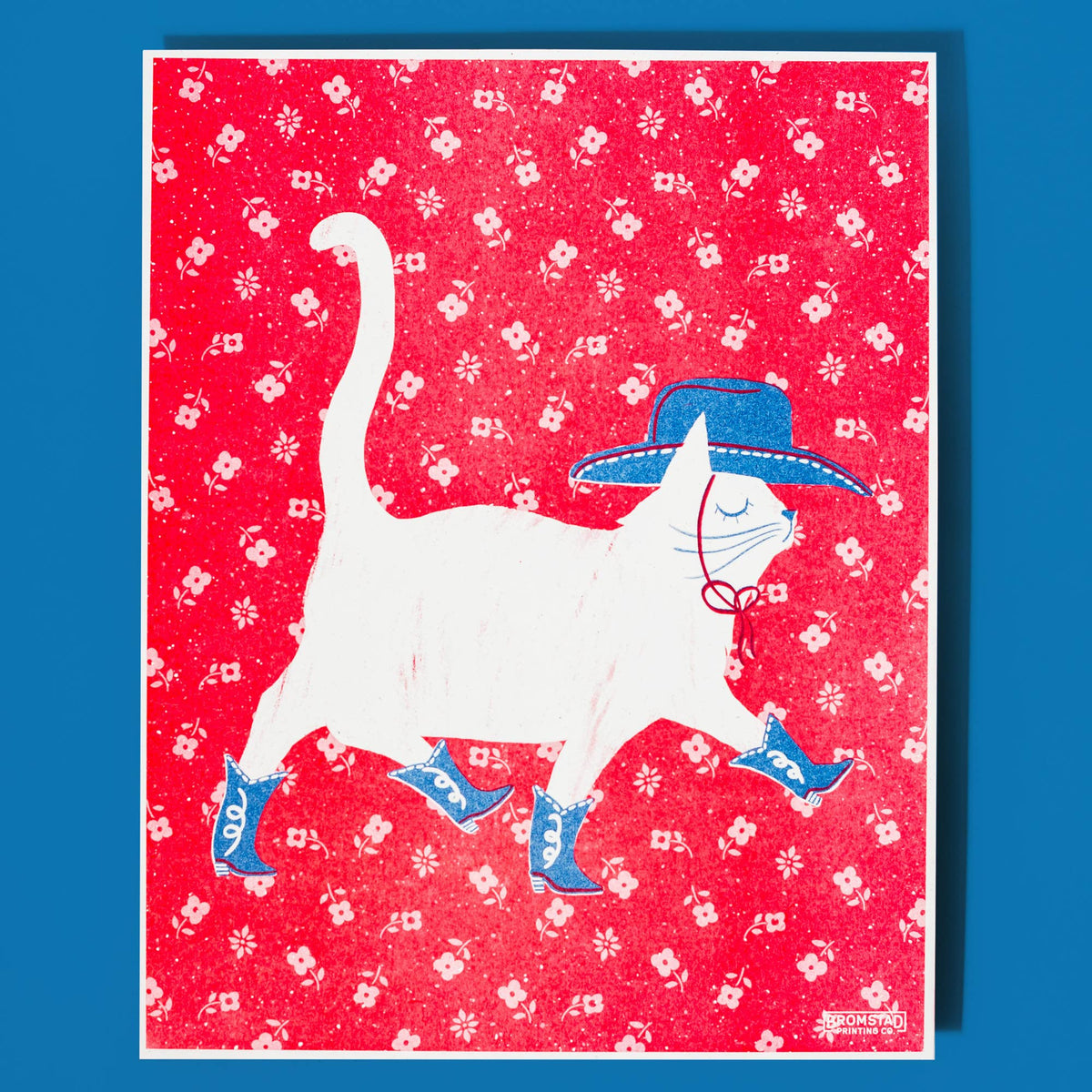 Cowboy Cat - Risograph Print