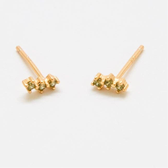 Green Olive Gold Bar Earring SINGLE