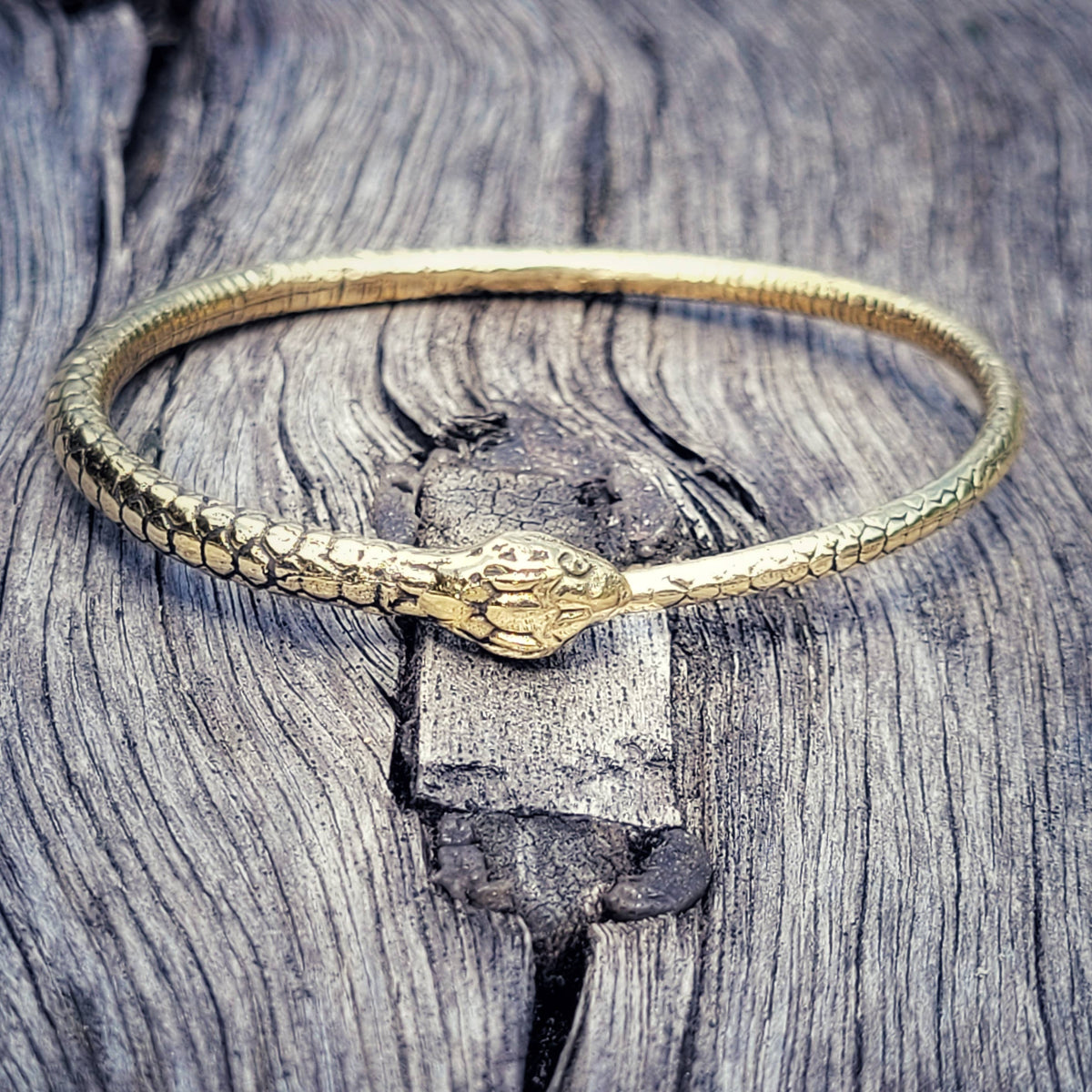 Brass snake serpent cuff bangle bracelet handmade