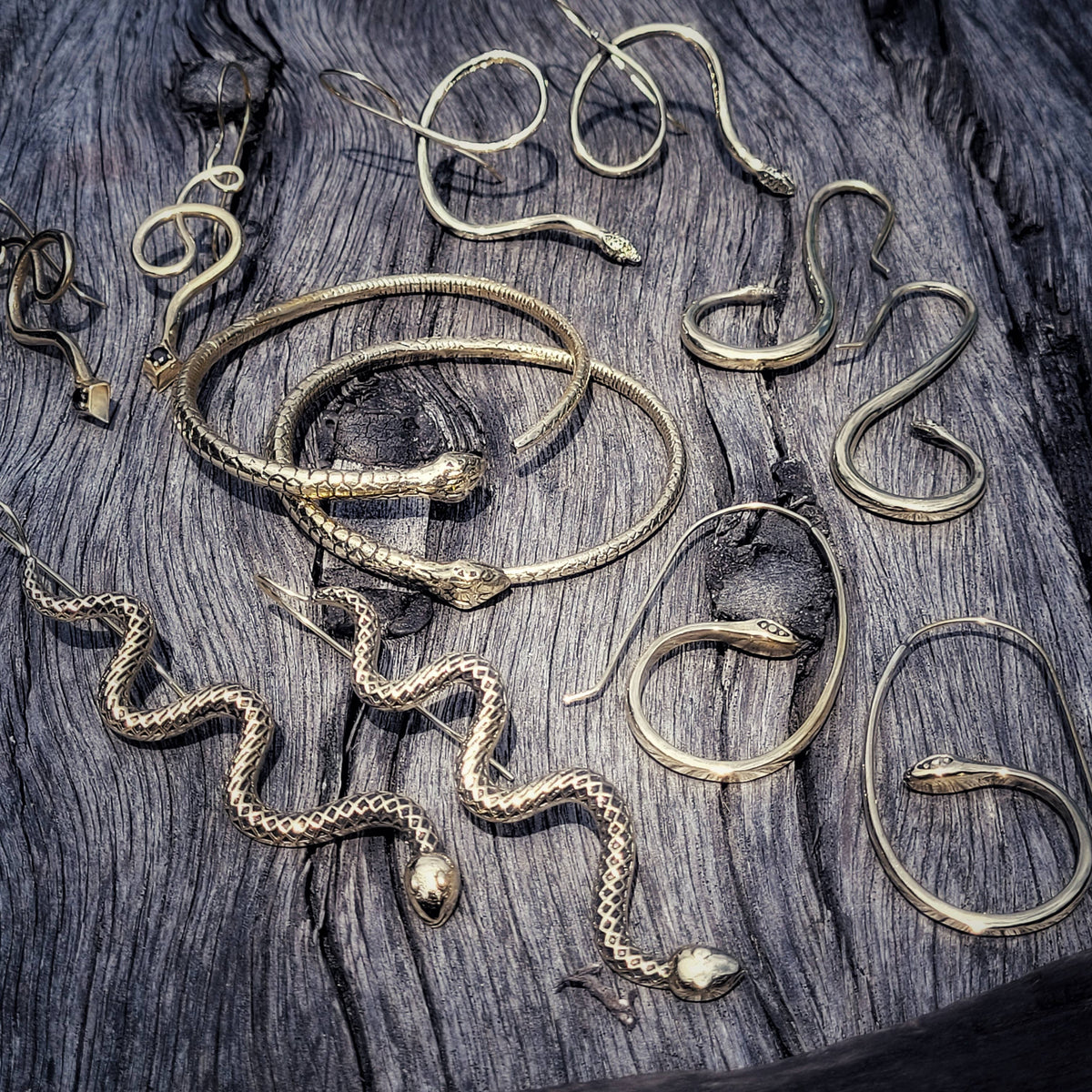 Brass snake serpent cuff bangle bracelet handmade