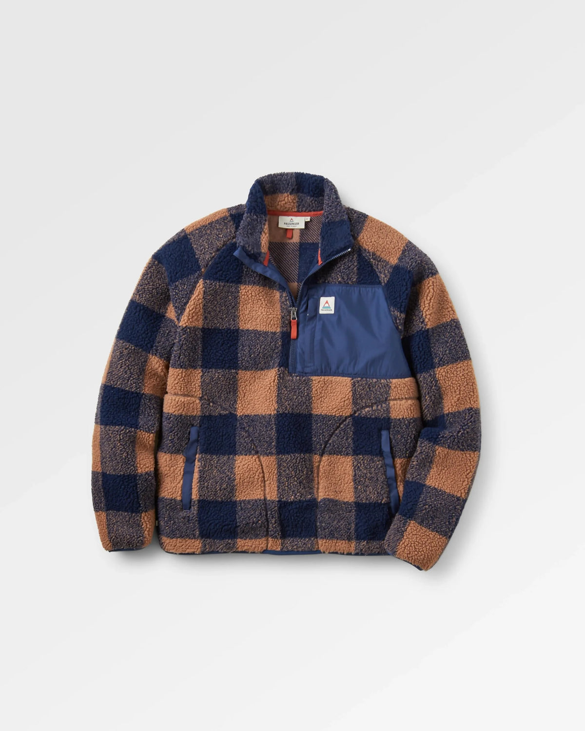 Offroad Recycled Sherpa  1/2 Zip Fleece: Toffee / Rich Navy Buffalo