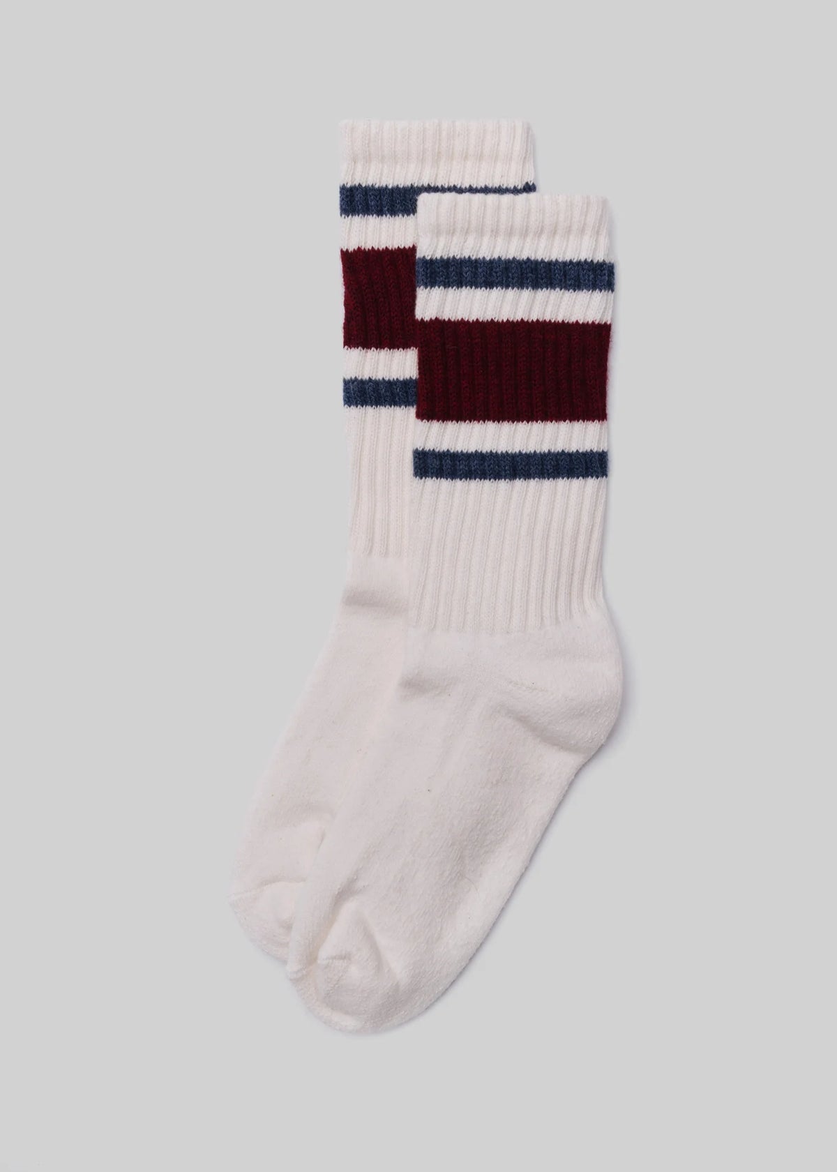 The Retro Stripe Crew - Red Heather/Denim