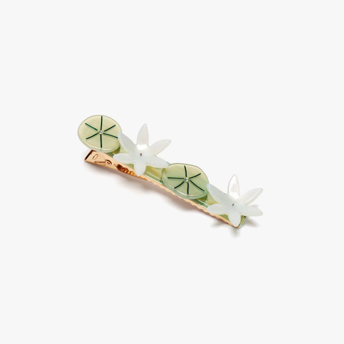 Nymphaea White Lotus Flowers Acetate Alligator Hair Clip