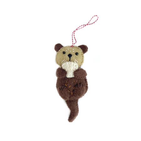 Handmade Felt &amp; Wool: Otter Ornament