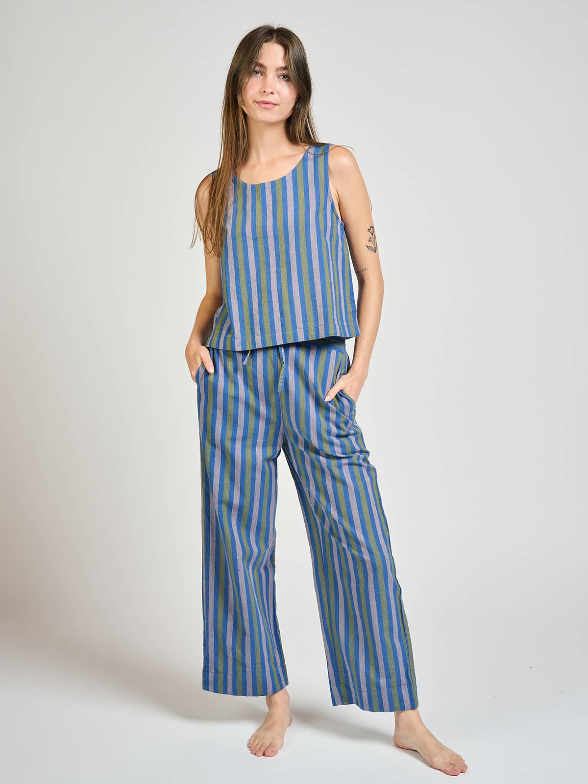 Emmy Drawstring Pant Lavender Stripe: Lavender Stripe