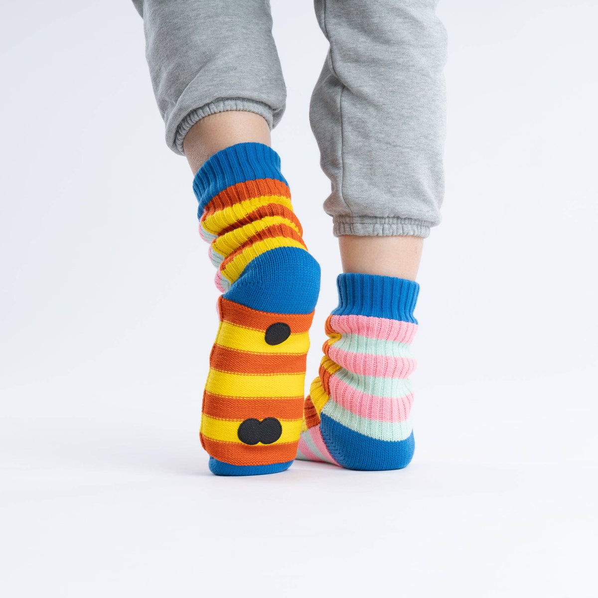 Super Stripe Knit House Socks: Yellow Flame / L/XL - W 9.5-12.5 // M 8-11