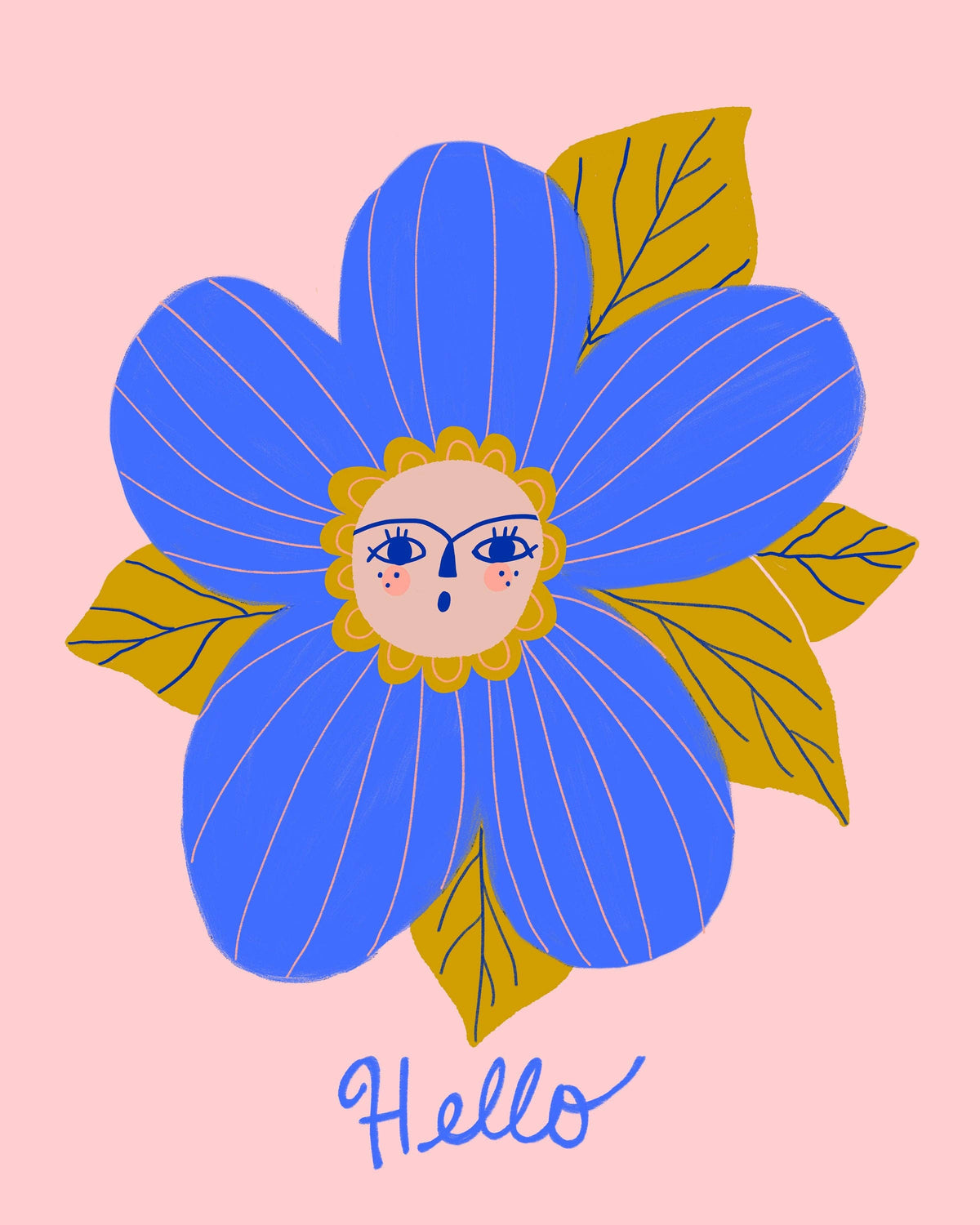 Hello Flower - Greeting Card: 4.25 x 5.5 inches