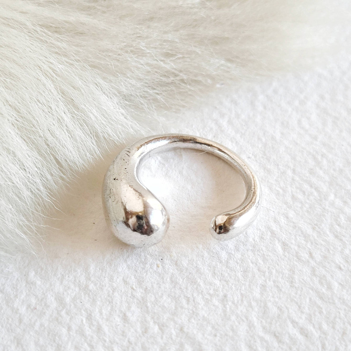 Silver / 1 orb adjustable ring handmade: