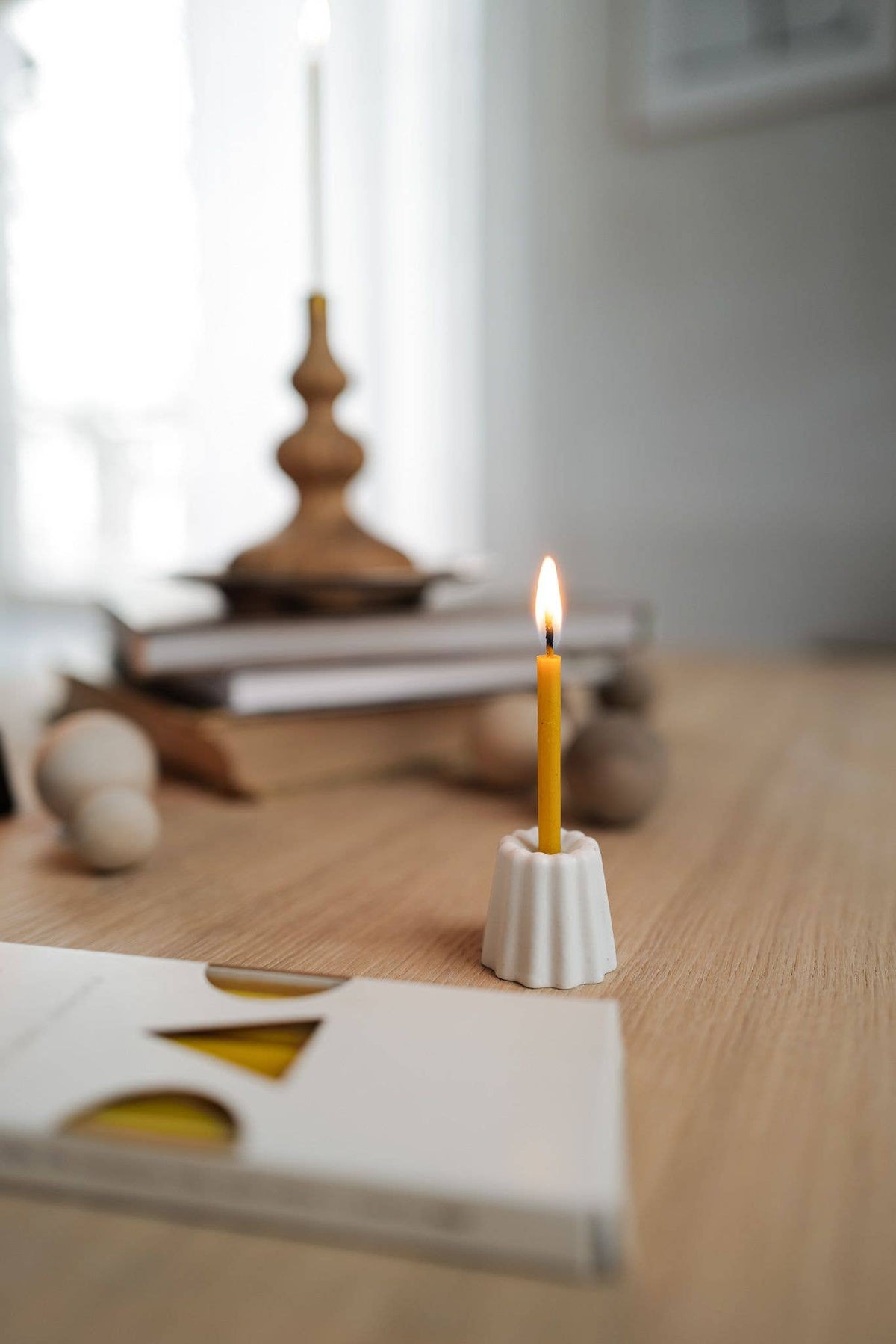 Porcelain Candle Holder: Matte White