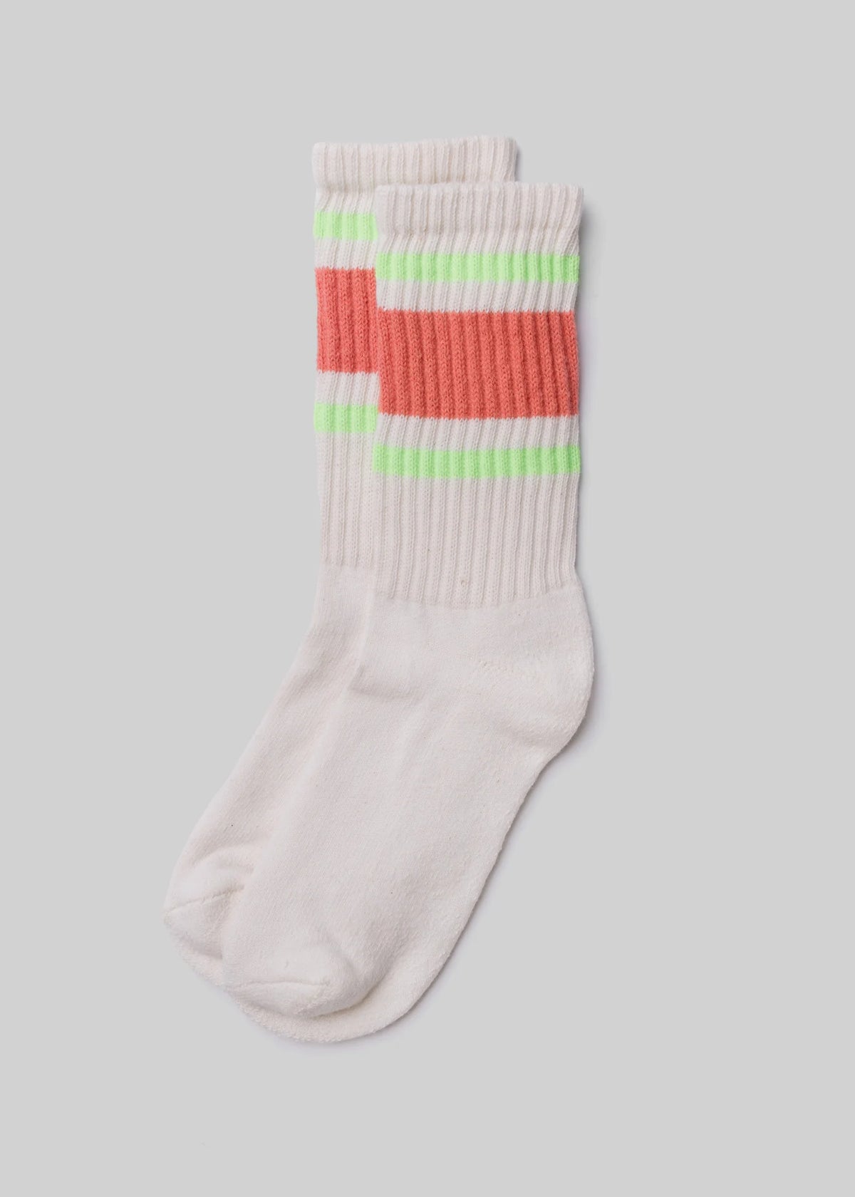 The Retro Stripe Crew - Coral/Neon