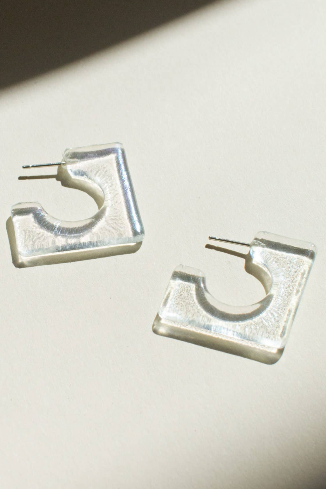 Halo Clear Square Glass Earrings