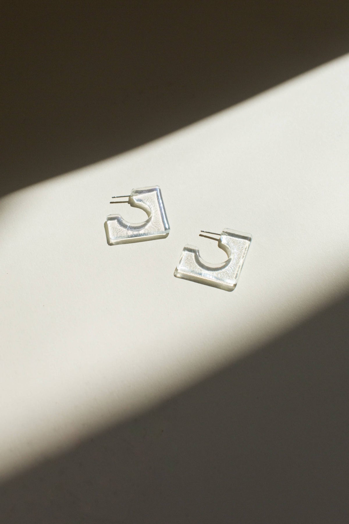 Halo Clear Square Glass Earrings