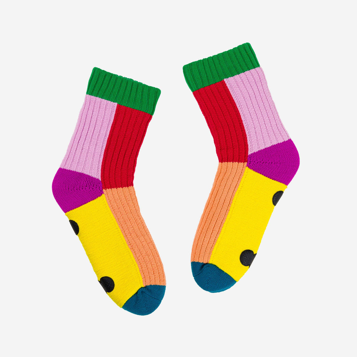 Kaleidoscope Knit House Socks: Peach Red / S/M - W 6-9&lt;br&gt;M 5-7.5