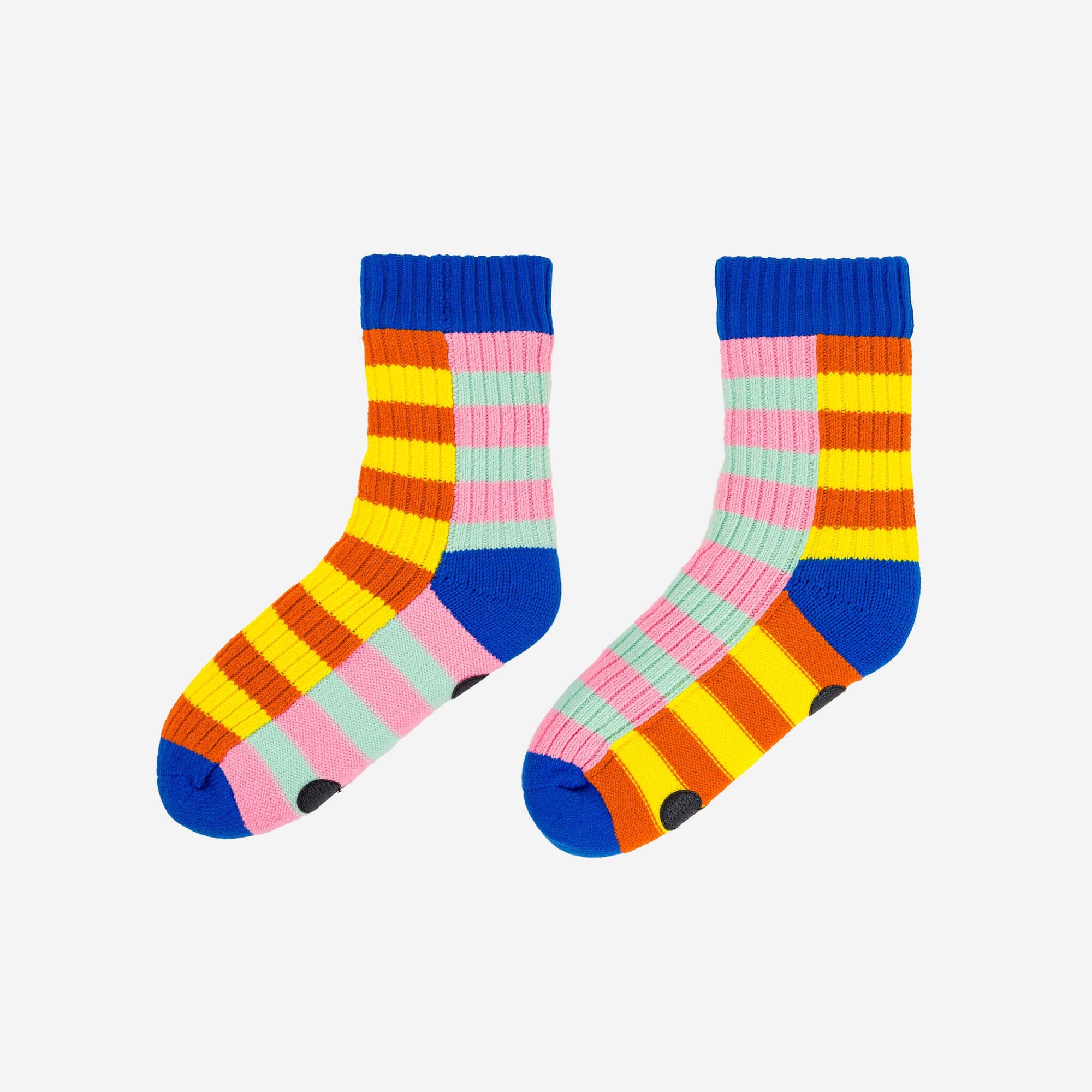 Super Stripe Knit House Socks: Yellow Flame / L/XL - W 9.5-12.5 // M 8-11