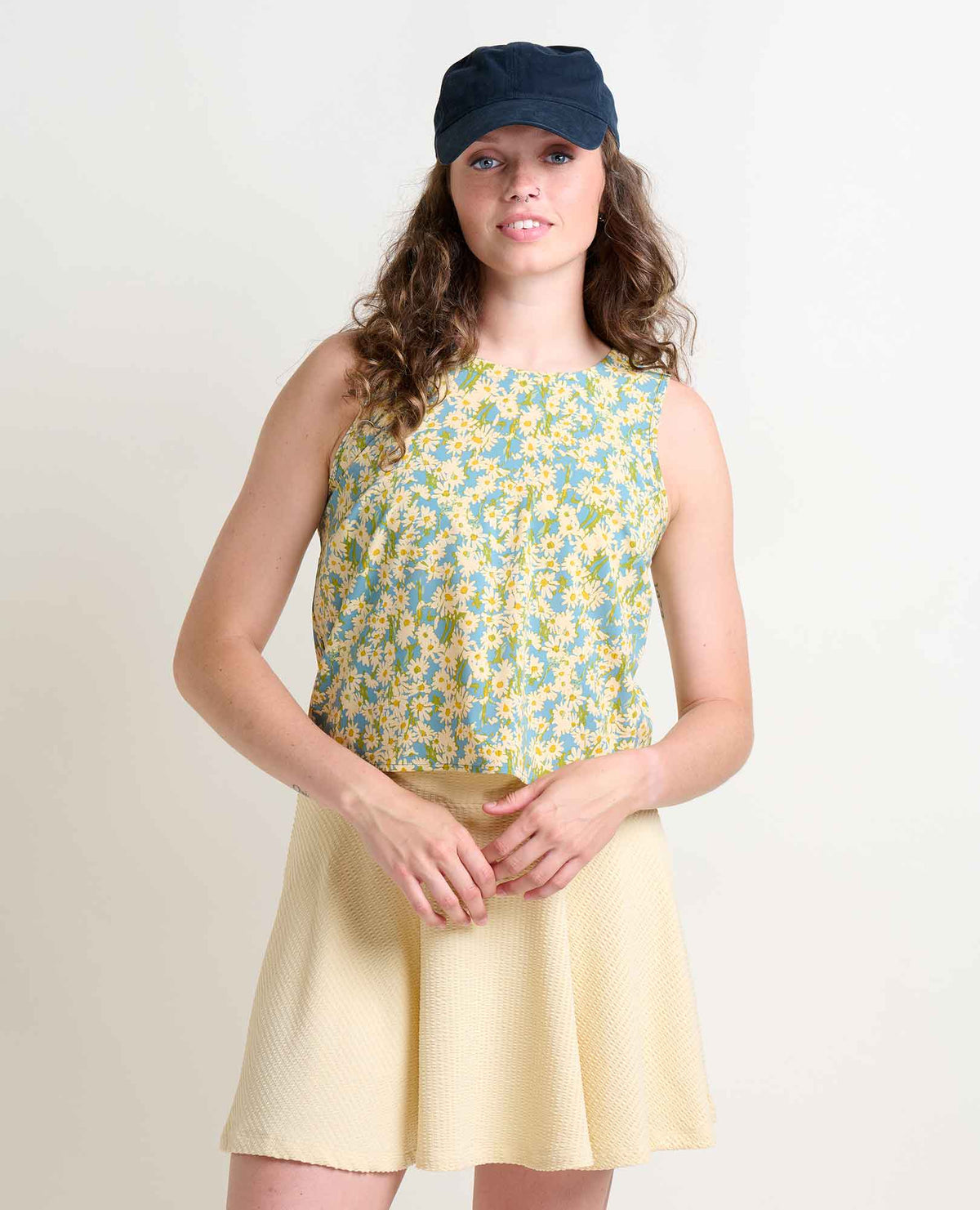 Sunkissed Button Back Tank (Glacier Daisy Field Print)