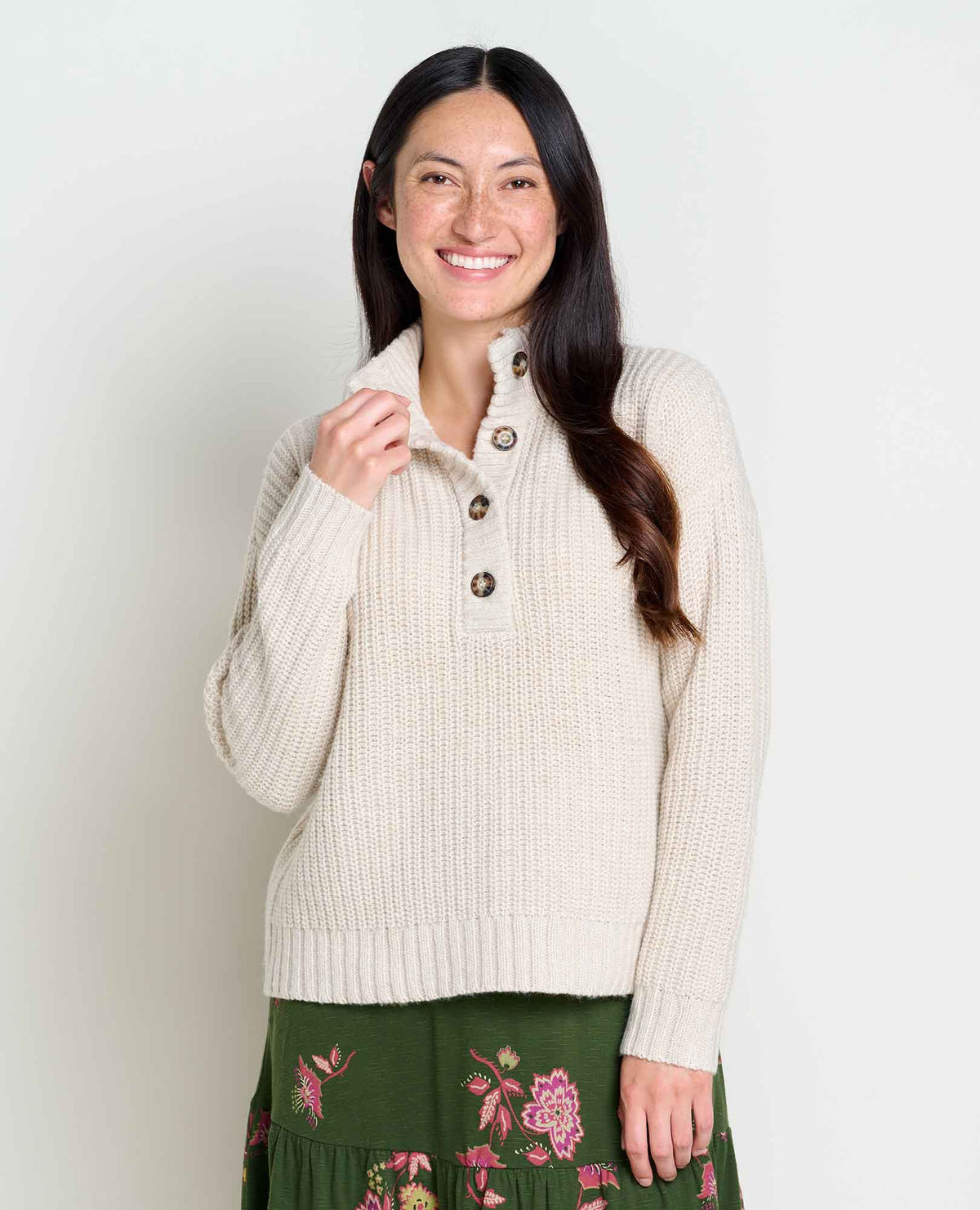 Wm’s Moss Point Henley Sweater (Oatmeal Heather)