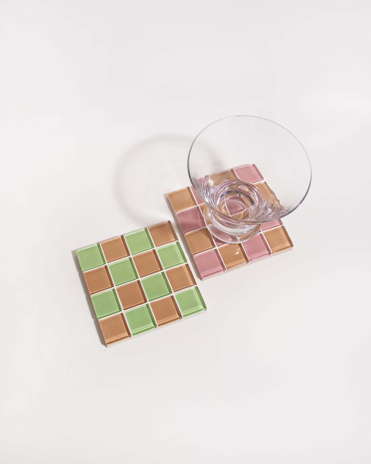 GLASS TILE COASTER - Earthy Pink