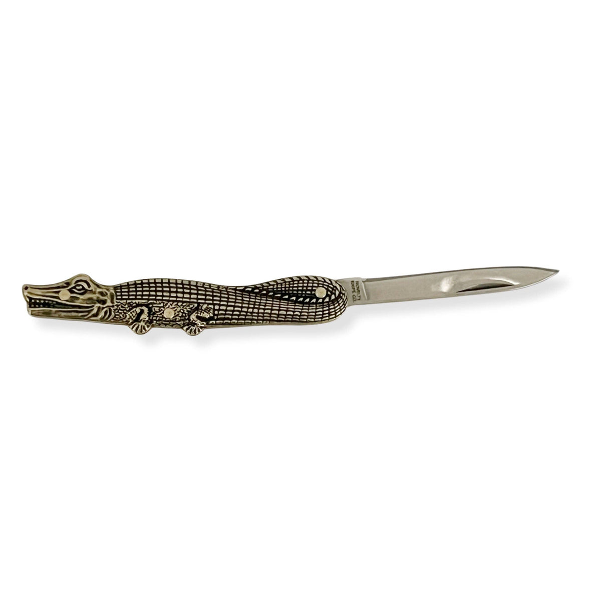 Cute Little Brass Animal Pocket Knife : Alligator