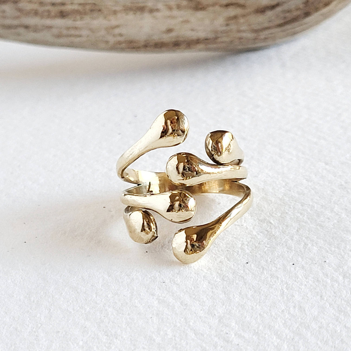 Brass or silver ring molten cluster handmade: Brass / 6 orb