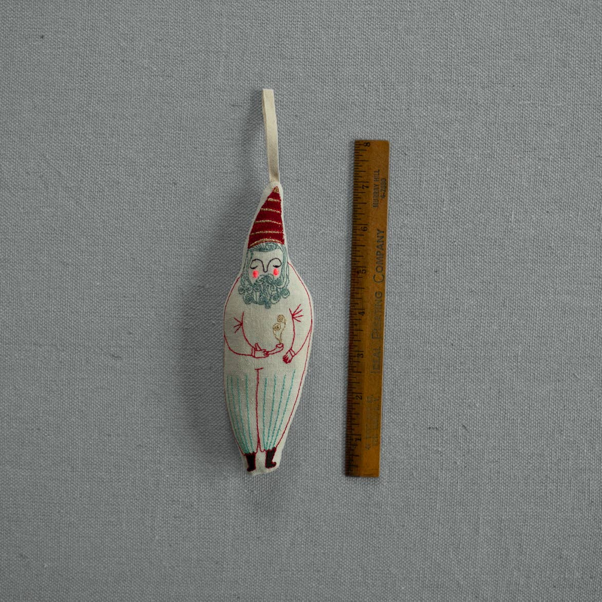 Garden Gnome, Cotton &amp; lavender filled embroidered Ornament