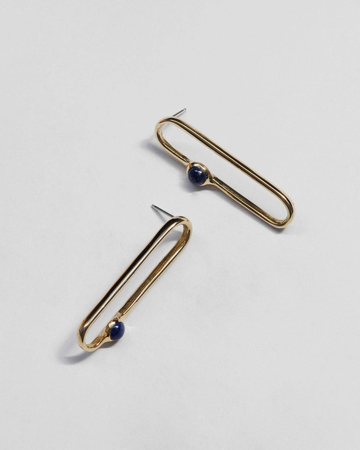 Amparo Earrings in Lapis: Brass