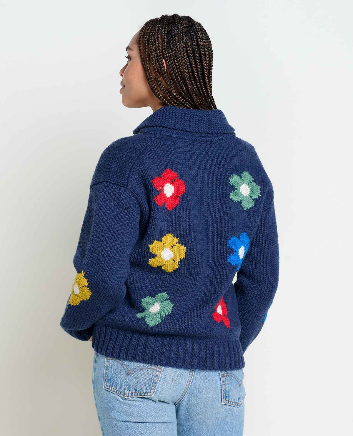 Nitsa Zip Cardigan (Navy Daisy)