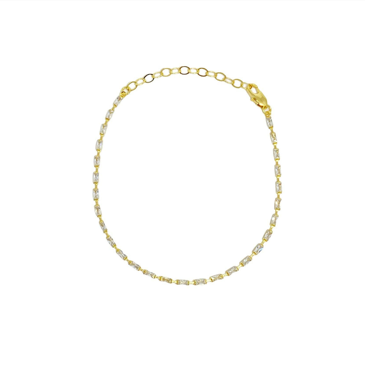 Anklet 18k Gold Filled In Crystal Baguette