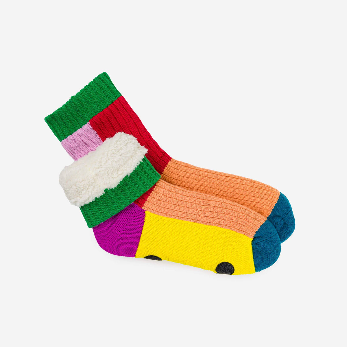 Kaleidoscope Knit House Socks: Peach Red / S/M - W 6-9&lt;br&gt;M 5-7.5