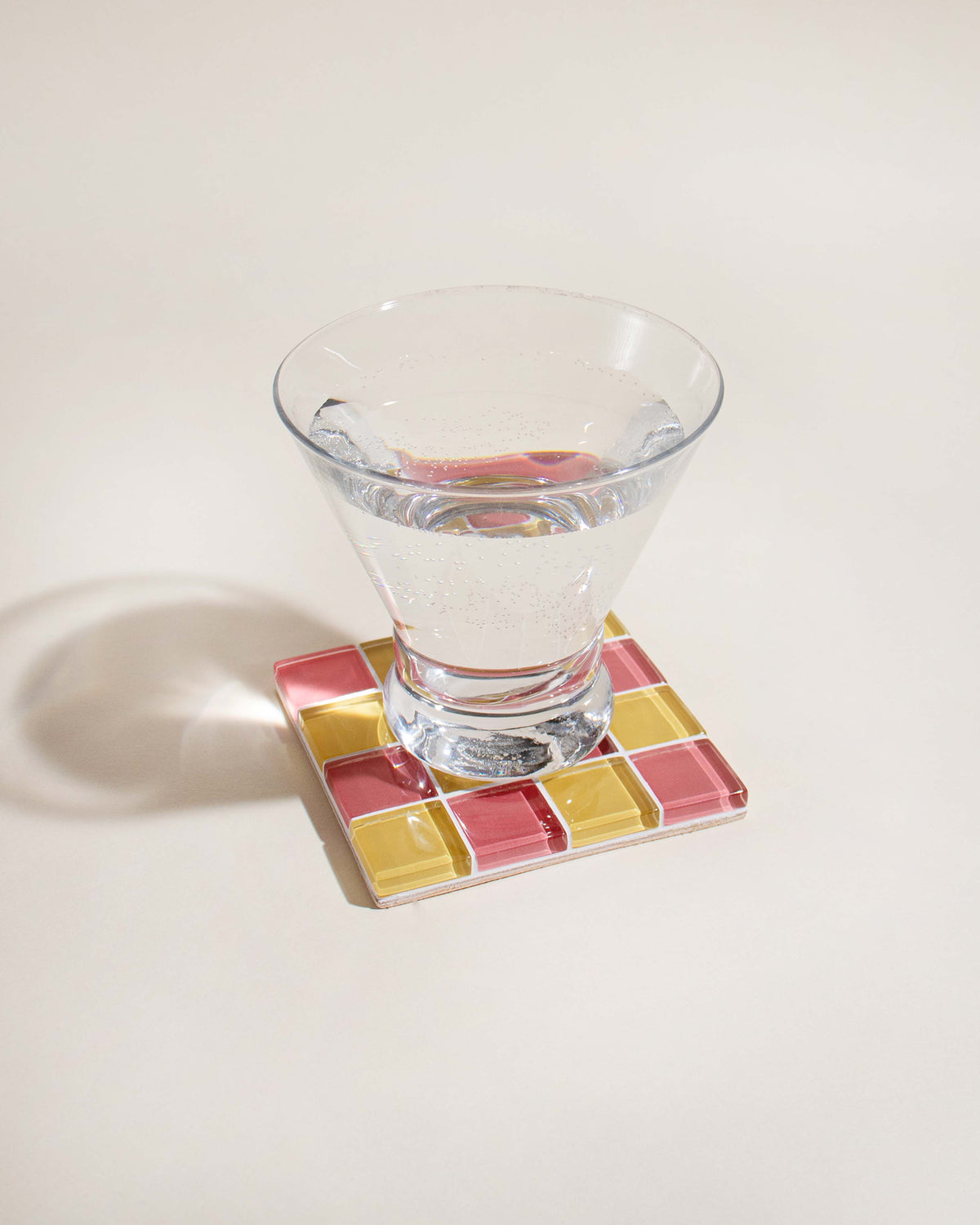 GLASS TILE COASTER - Strawberry &amp; Banana Swirl