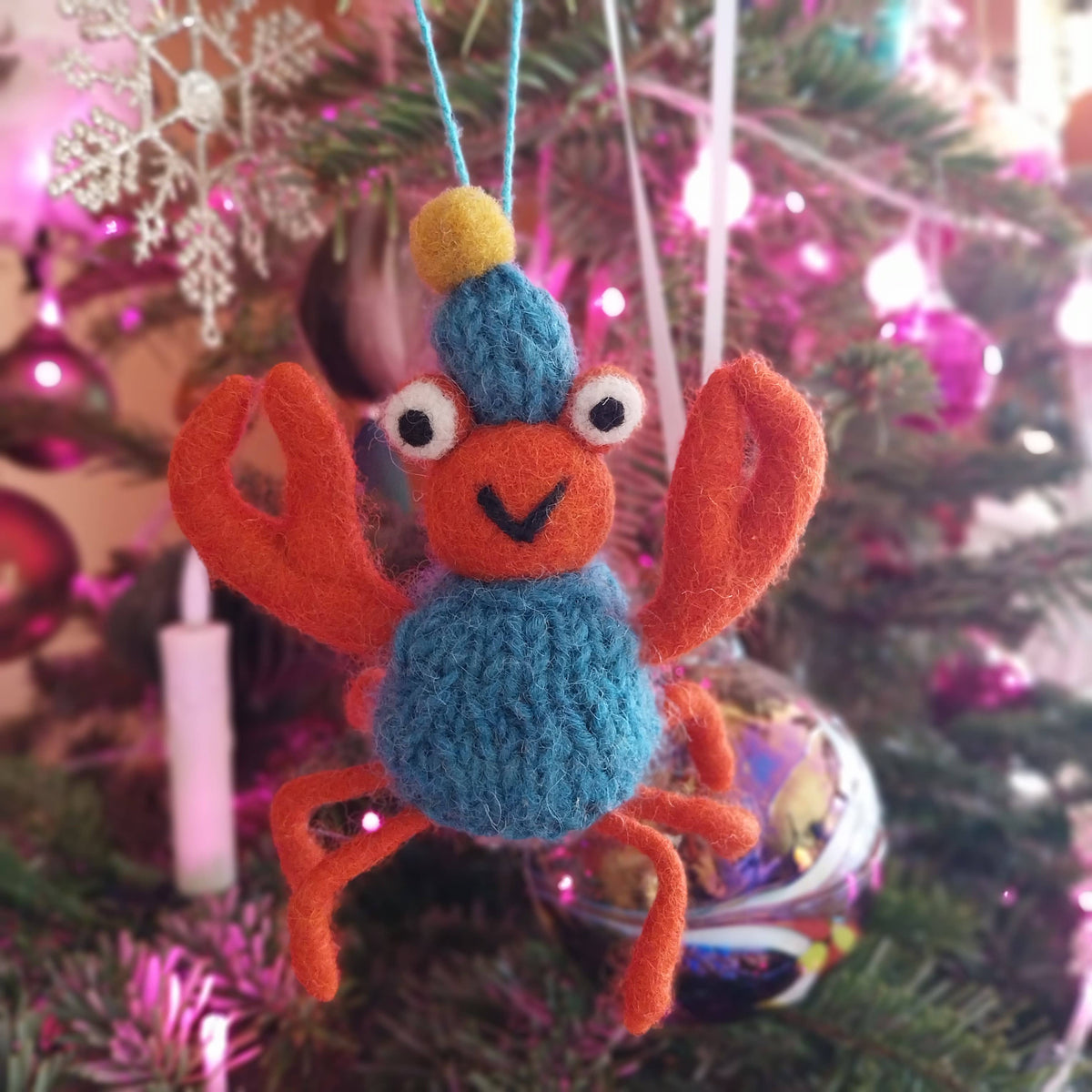 Handmade Felt: “Sammy” Snow crab Ornament