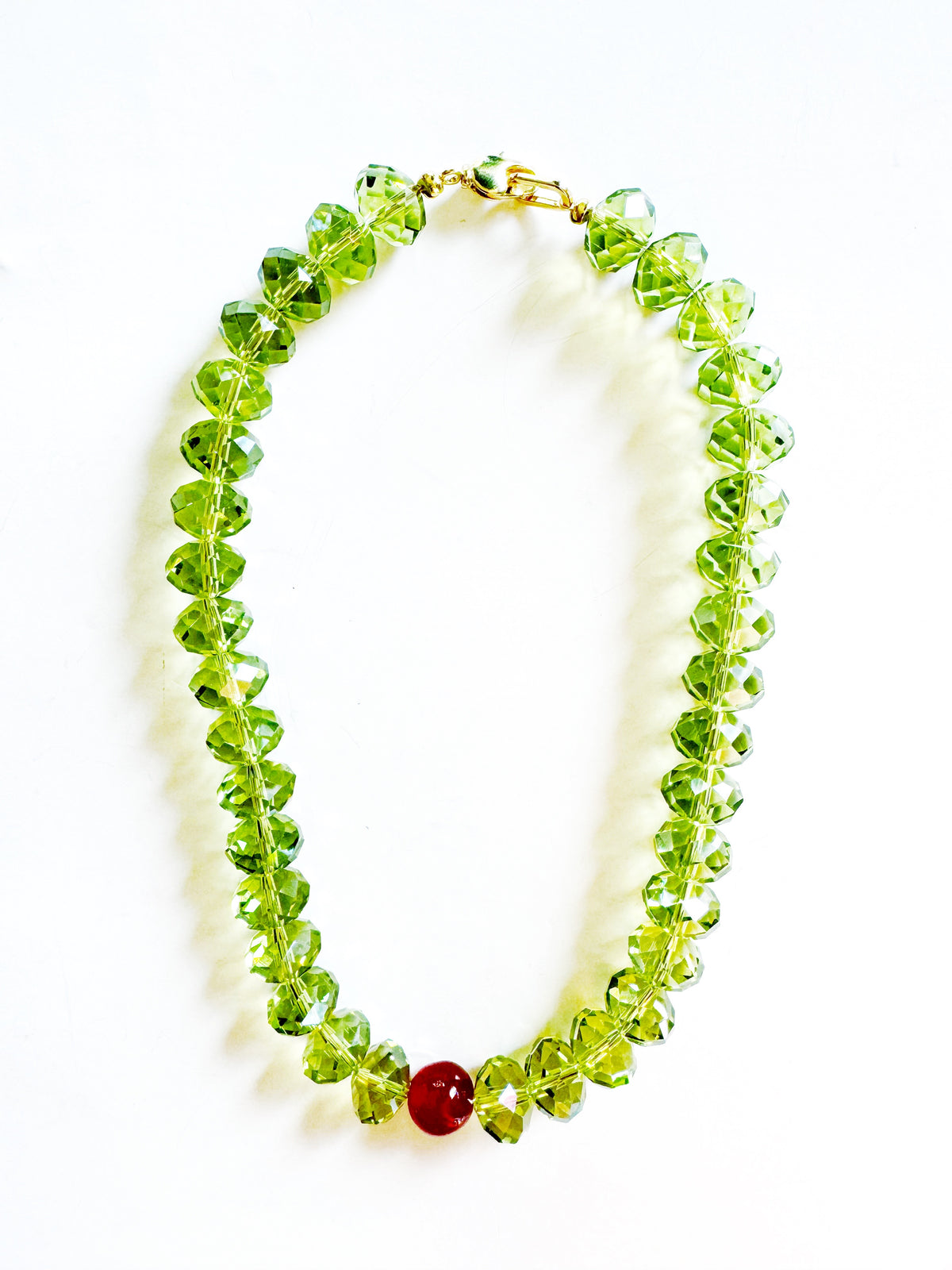 OLA: Green Glass Beaded Necklace